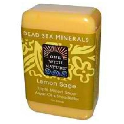 One With Nature: Lemon Sage Triple Milled Minerals Soap Bar, 7 Oz