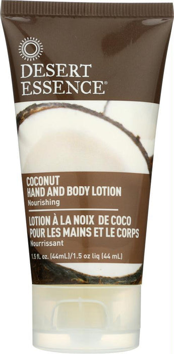 Desert Essence: Lotion Hand & Body Coconut Travel Size, 1.5 Fl Oz