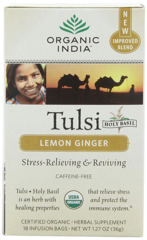 Organic India: Tulsi Lemon Ginger Tea, 18 Tea Bags, 1.27 Oz