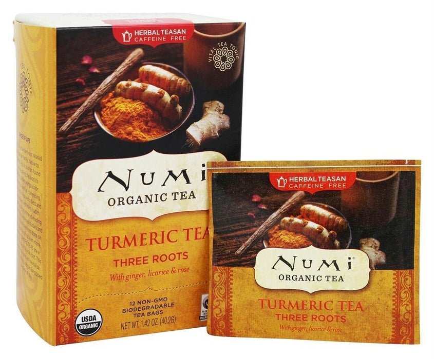 Numi Teas: Organic Turmeric Tea Three Roots, 12 Tea Bags