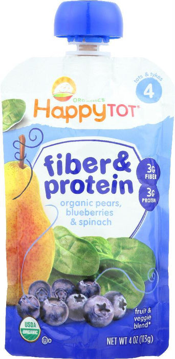 Happy Tot: Fiber & Protein Pears, Blueberries & Spinach 4 Oz