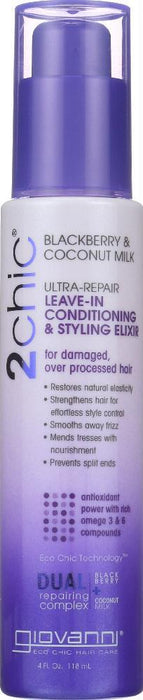 Giovanni: Cosmetic Conditioning & Styling Elixir Leave-in Ultra-repair Blackberry & Coconut Milk, 4 Oz