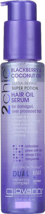 Giovanni: Cosmetics 2chic Repairing Super Potion Hair Oil Serum Blackberry & Coconut Oil, 2.75 Oz