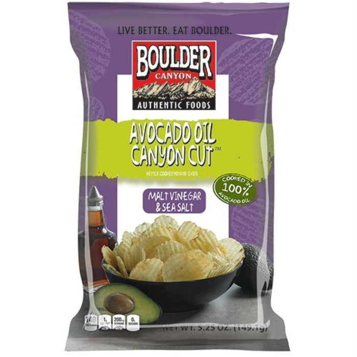 Boulder Canyon: Avocado Oil Canyon Cut Potato Chips Malt Vinegar & Sea Salt, 5.25 Oz