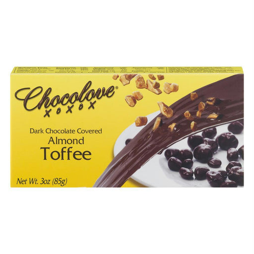 Chovolove: Dark Chocolate Covered Almond Toffee, 3 Oz