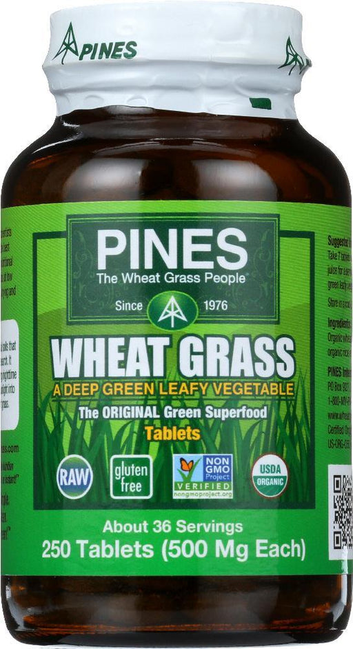 Pines Wheat Grass: Organic Wheat Grass 500 Mg, 250 Tablets