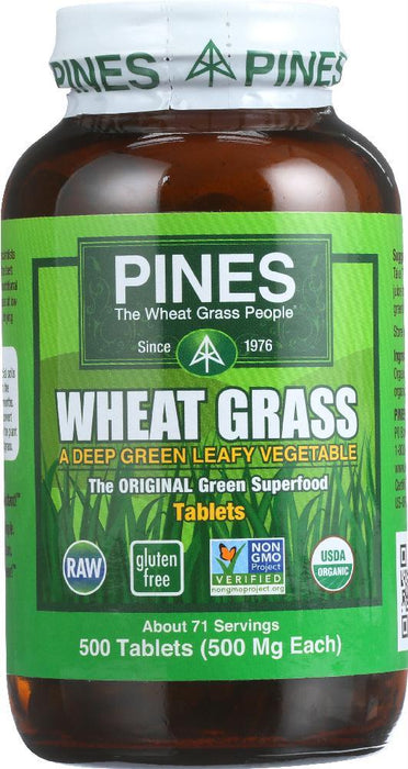 Pines Wheat Grass: Organic Wheat Grass 500 Mg, 500 Tablets