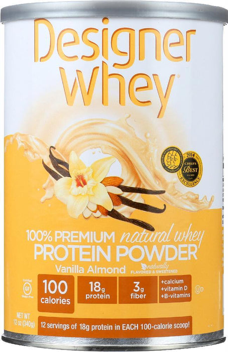 Designer Protein Whey: Powder Vanilla Almond, 12 Oz