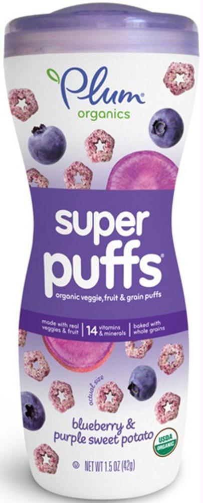 Plum Organics: Super Puffs Organic Veggie, Fruit & Grain, Blueberry Purple Sweet Potato, 1.5 Oz