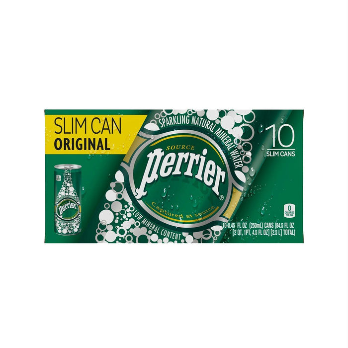 Perrier: Slim Cans Sparkling Natural Mineral Water (10x8.45 Oz), 84.5 Oz