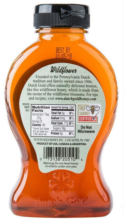 Dutch Gold: 100% Organic Pure Honey From Wildflowers, 12 Oz