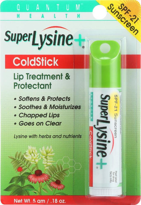 Quantum Health: Super Lysine+ Coldstick Lip Treatment & Protectant, 0.18 Oz