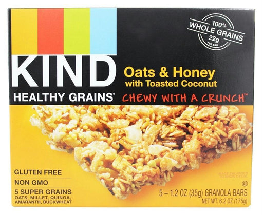 Kind: Healthy Grains Granola Bars Oats And Honey With Toasted Coconut 5 Count, 6.2 Oz