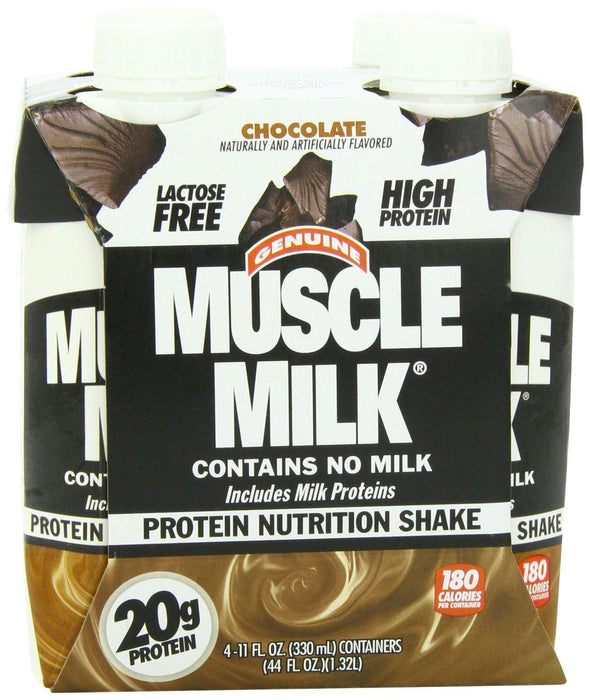 Muscle Milk: Ready-to-drink Protein Nutrition Shake Chocolate 4 Counts, 44 Oz