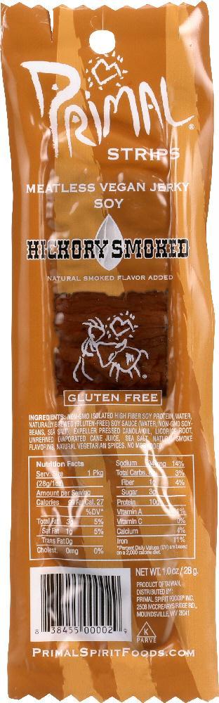 Primal Strips: Meatless Vegan Jerky Hickory Smoke, 1 Oz