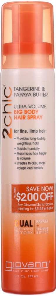 Giovanni Cosmetics: Tangerine & Papaya Butter Ultra Volume Big Body Hair Spray, 5 Oz