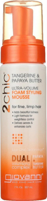 Giovanni Cosmetics: Ultra Volume Tangerine And Papaya Butter Foam Styling Mousse, 7 Oz