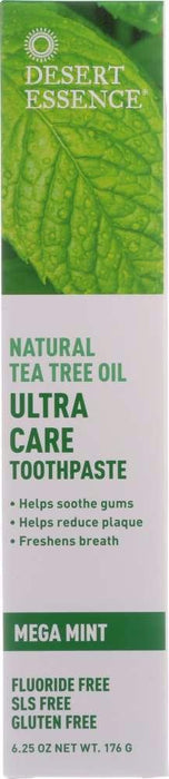 Desert Essence: Ultra Care Toothpaste Tea Tree Oil Mega Mint, 6.25 Oz