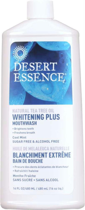 Desert Essence: Natural Tea Tree Oil Whitening Plus Mouthwash Cool Mint, 16 Oz