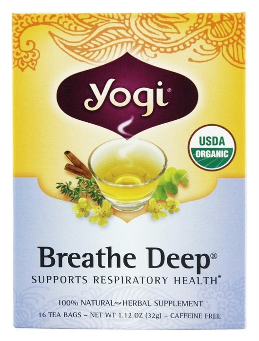 Yogi Tea: Breathe Deep Organic Respiratory Support Tea Caffeine Free, 16 Tea Bags