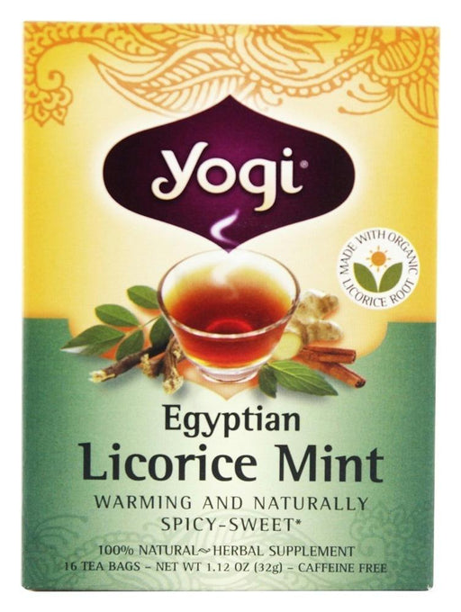 Yogi Teas: Organic Herbal Tea Caffeine Free Egyptian Licorice Mint, 16 Tea Bags