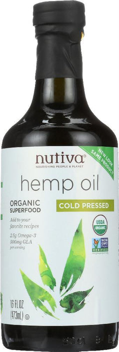 Nutiva: Hemp Oil Organic Cold Pressed, 16 Oz