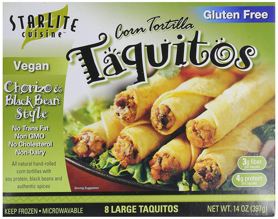 Starlite Cuisine: Vegan Chorizo And Black Bean Style Taquitos, 14 Oz