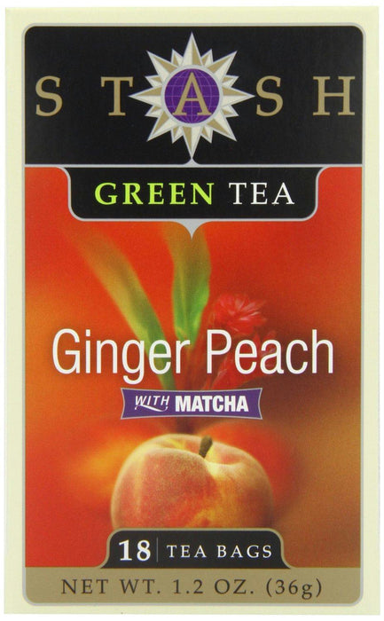 Stash Tea: Green Tea Ginger Peach With Matcha 18 Tea Bags, 1.2 Oz