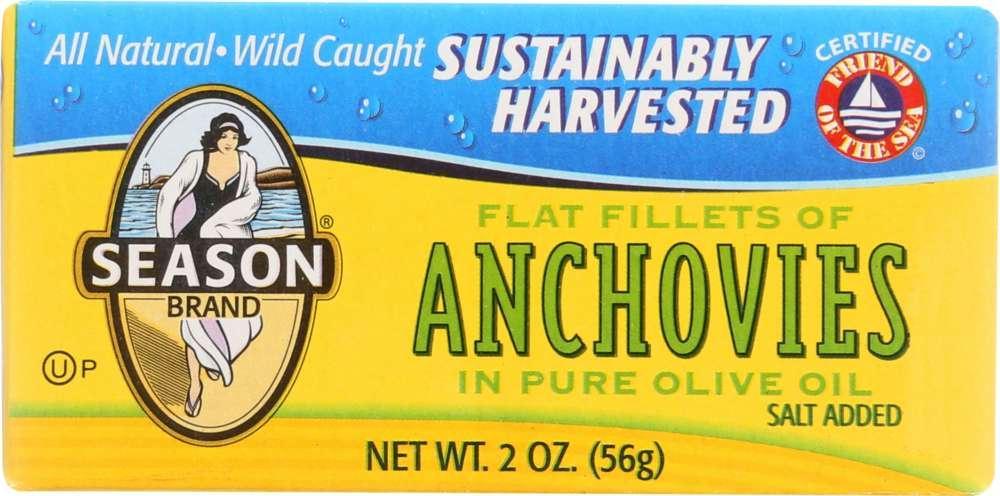 Season: Flat Fillets Of Anchovies In Pure Olive Oil, 2 Oz