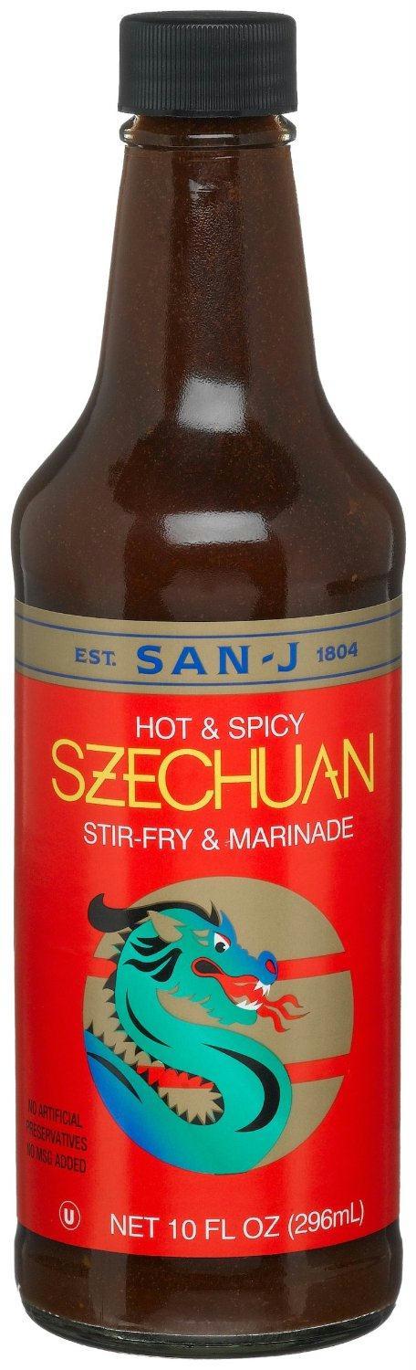 San-j: Szechuan Hot & Spicy Marinade & Stir Fry Sauce, 10 Oz