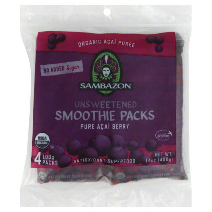 Sambazon: Smoothie Packs Unsweetened Pure Acai Berry, 14.11 Oz