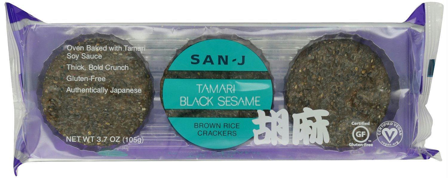 San-j: Crackers Black Sesame Rice, 3.7 Oz