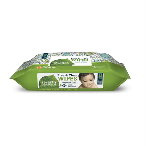 Seventh Generation: Free And Clear Wipes Unscented, 64 Wipes