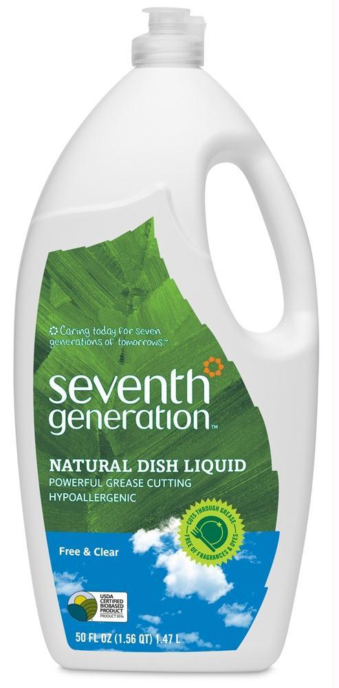 Seventh Generation: Natural Dish Liquid Free & Clear, 50 Oz