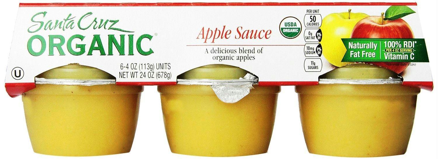 Santa Cruz: Organic Apple Sauce Cups 6x4oz Cups, 24 Oz