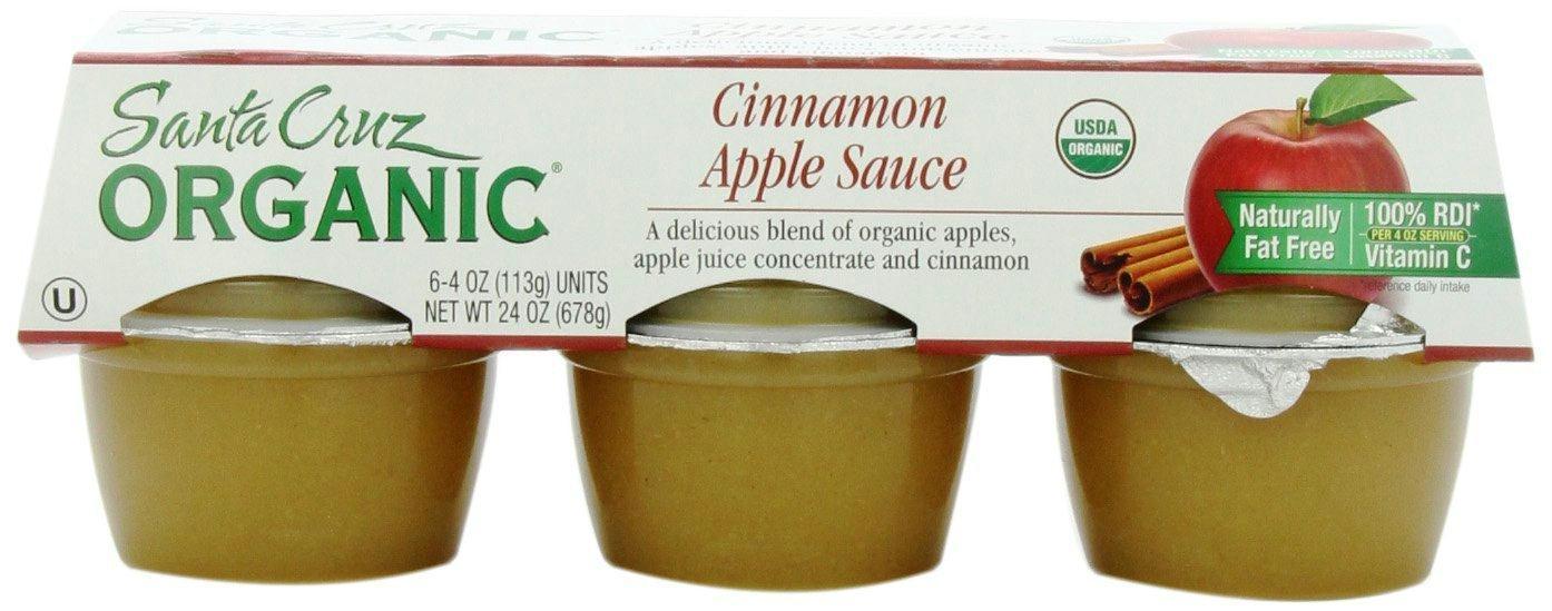 Santa Cruz: Organic Cinnamon Apple Sauce Cups 6x4oz Cups, 24 Oz