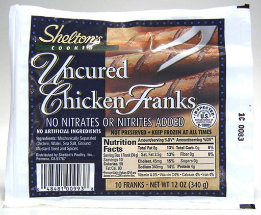 Shelton's Poultry: Chicken Frank Uncured, 12 Oz