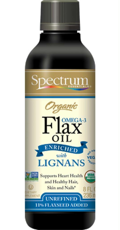 Spectrum Essentials: Organic Omega-3 Flax Oil Enriched With Lignans, 8 Oz