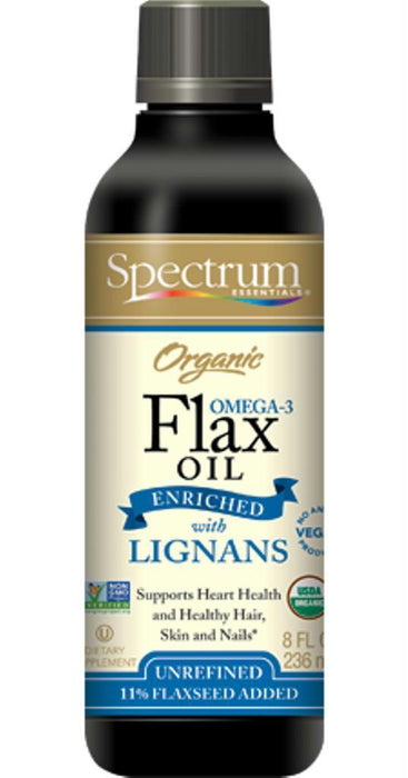 Spectrum Essentials: Organic Omega-3 Flax Oil Enriched With Lignans, 8 Oz