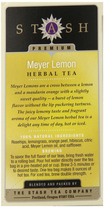 Stash Tea: Herbal Tea Caffeine Free Meyer Lemon 20 Tea Bags, 1.3 Oz