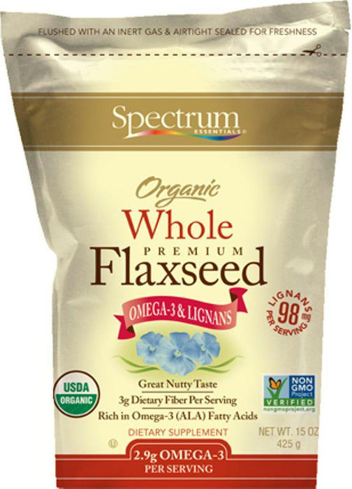 Spectrum Essentials: Organic Whole Premium Flaxseed, 15 Oz