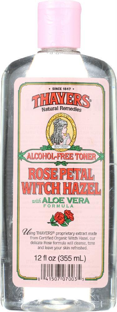 Thayers: Witch Hazel Aloe Vera Formula Alcohol-free Toner Rose Petal, 12 Oz