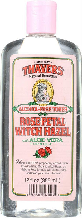 Thayers: Witch Hazel Aloe Vera Formula Alcohol-free Toner Rose Petal, 12 Oz