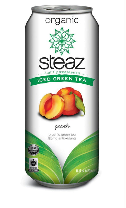 Steaz: Organic Iced Green Tea Peach Lightly Sweetened, 16 Oz