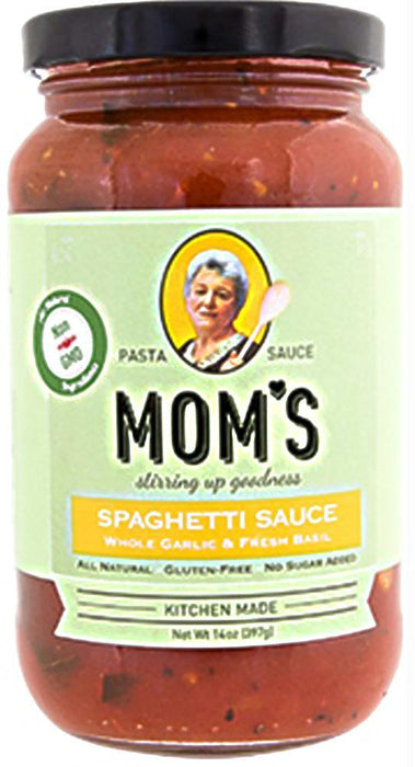 Mom's: Spaghetti Sauce Fresh Garlic & Basil, 14 Oz