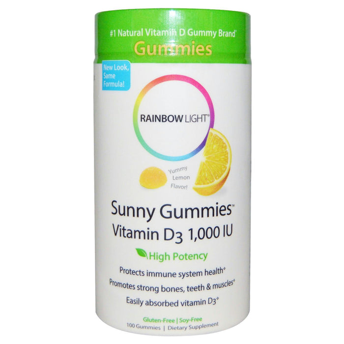 Rainbow Light: Sunny Gummies Vitamin D3 Yummy Lemon Flavor 1,000 Iu, 100 Gummies