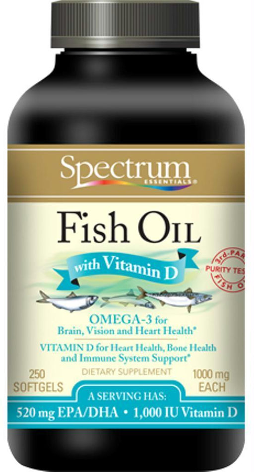 Spectrum Essentials: Fish Oil With Vitamin D, 250 Softgels