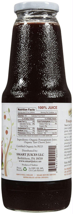 Smart Juice: 100% Juice Organic Pomegranate Tart Cherry, 33.8 Oz