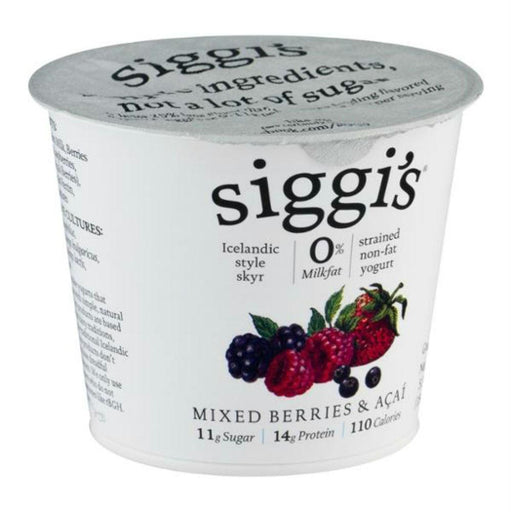 Siggi's: Yogurt Strained Non Fat Icelandic Style Skyr Acai & Mixed Berries, 5.3 Oz