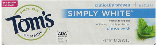 Tom's Of Maine:  Simply White Fluoride Toothpaste Clean Mint, 4.7 Oz